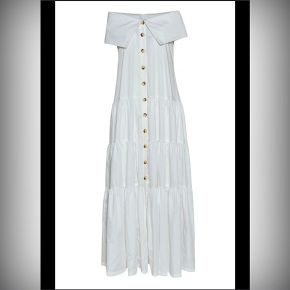 Andres Otalora Exclusive Totora Tiered Cotton Off-The-Shoulder Maxi Dress - Picture 4 of 7